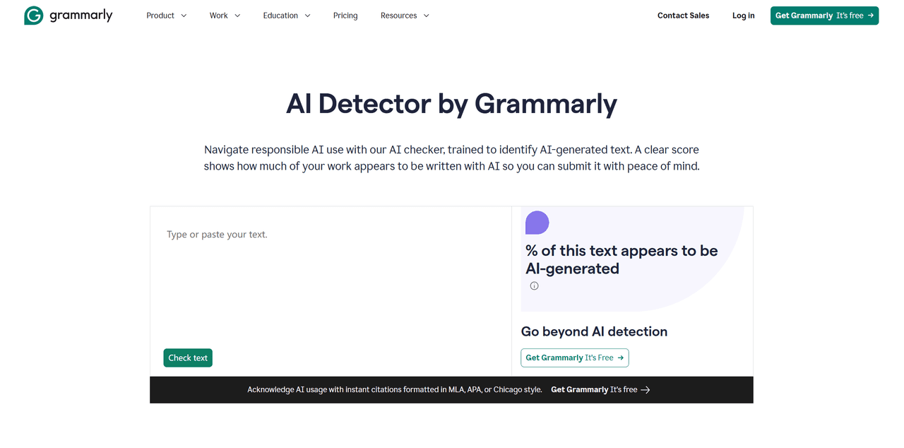 the user interface of Grammarly AI Detector